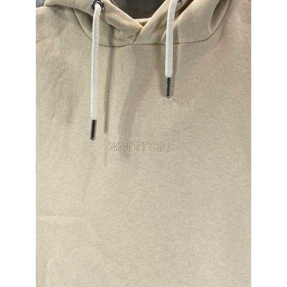 MAN BOOHOOMAN Men's Tan Colorblock Sleeve Pullover Hoodie SZ L - Picture 5 of 12